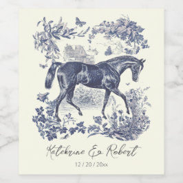 Rótulo De Garrafa De Cerveja Casamento de Túneis de Cavalo Azul-Chic, Elegante