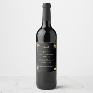 Rótulo De Garrafa De Cerveja Casamento de verão preto e dourado elegante