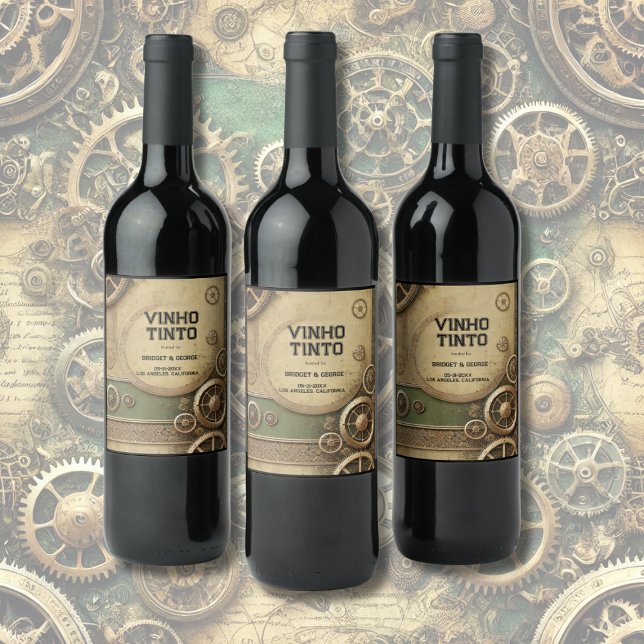 Rótulo De Garrafa De Cerveja Casamento de Vestígios Vitorianos Steampunk (Criador carregado)