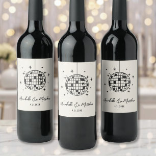 Rótulo De Garrafa De Cerveja Casamento Desenhado à Mão Disco Retro
