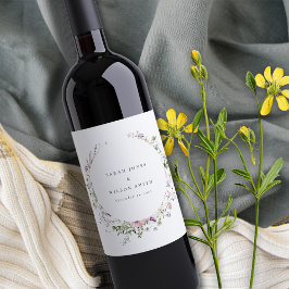 Rótulo De Garrafa De Cerveja Casamento do Círculo de Flores Lilás Rosa Blush