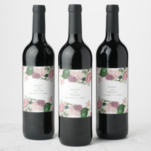 Rótulo De Garrafa De Cerveja Casamento do Jardim das Flores Rosa Romântica com