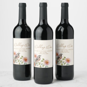 Rótulo De Garrafa De Cerveja Casamento do Pássaro nas Flores