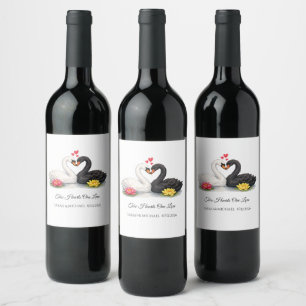 Rótulo De Garrafa De Cerveja Casamento dos Cisnes de Dois Corações Um Amor Pers