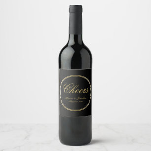 Rótulo De Garrafa De Cerveja Casamento Dourado de Caligrafia Elegante