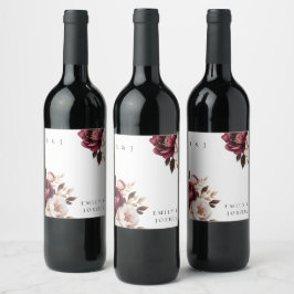 Rótulo De Garrafa De Cerveja Casamento Dourado Elegante Burgundy