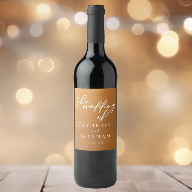 Rótulo De Garrafa De Cerveja Casamento Dourado Russo Personalizado Boho (Criador carregado)