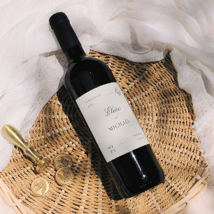 Rótulo De Garrafa De Cerveja Casamento Editorial Marfim Minimalista
