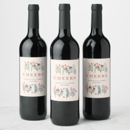Rótulo De Garrafa De Cerveja Casamento Elegante Boho Wildflower