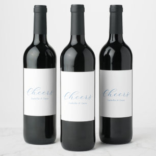 Rótulo De Garrafa De Cerveja Casamento Elegante Chic de Azul e Branco à Beira-M