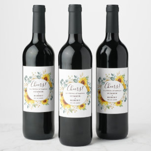 Rótulo De Garrafa De Cerveja Casamento elegante de Boho do verão dos girassói