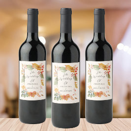 Rótulo De Garrafa De Cerveja Casamento Elegante de Folhas de Outono Personaliza