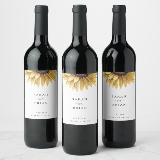 Rótulo De Garrafa De Cerveja Casamento Elegante De Girassol (Garrafas)