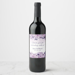 Rótulo De Garrafa De Cerveja Casamento elegante floral roxo do primavera da