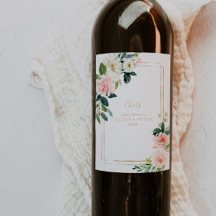 Rótulo De Garrafa De Cerveja Casamento Elegante Geométrico Dourado