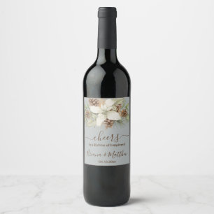 Rótulo De Garrafa De Cerveja Casamento Elegante Letra Cursiva Cinza de Inverno