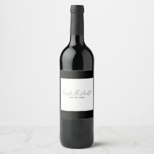 Rótulo De Garrafa De Cerveja Casamento Elegante Minimal Moderno Preto Branco Do