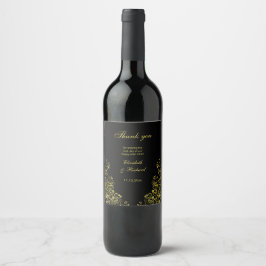 Rótulo De Garrafa De Cerveja Casamento Elegante Personalizado Dourado Obrigado