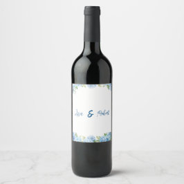 Rótulo De Garrafa De Cerveja Casamento Floral Azul Elegante 