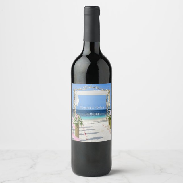 Rótulo De Garrafa De Cerveja Casamento Floral Beach Arbor (Frente)