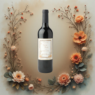 Rótulo De Garrafa De Cerveja Casamento Floral Beige Rustic