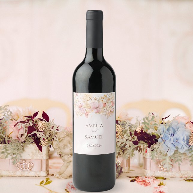 Rótulo De Garrafa De Cerveja Casamento Floral Boho Rústico (Criador carregado)