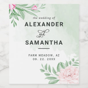 Rótulo De Garrafa De Cerveja Casamento Floral Cor de Água Eucalyptus Greenery R