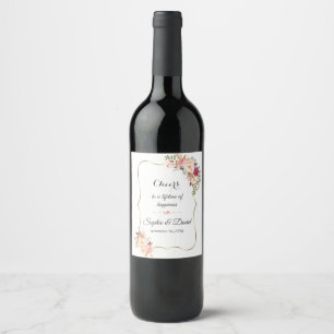 Rótulo De Garrafa De Cerveja Casamento Floral Cor-de-Rosa Dourada
