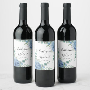 Rótulo De Garrafa De Cerveja Casamento Floral de Hortênsia Azul