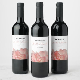 Rótulo De Garrafa De Cerveja Casamento Floral de Rosa Cor-de-rosa Elegante