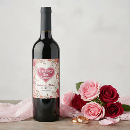 Rótulo De Garrafa De Cerveja Casamento Floral de Rosa Romântica Rosa e Vermelho