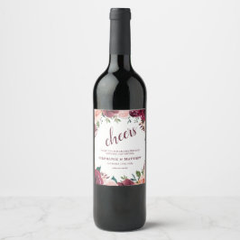 Rótulo De Garrafa De Cerveja Casamento Floral de Rosas de Blush de Watercolor B