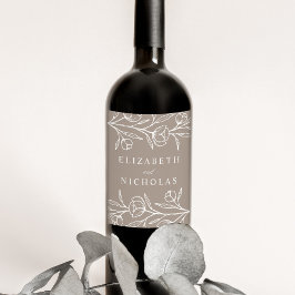 Rótulo De Garrafa De Cerveja Casamento Floral de Taupe Desengravidado