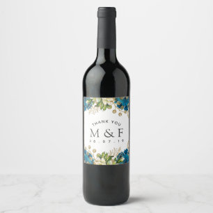 Rótulo De Garrafa De Cerveja Casamento Floral Desgastado em Turquesa e Dourado