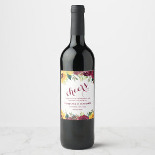 Rótulo De Garrafa De Cerveja Casamento floral dos rosas de Borgonha dos