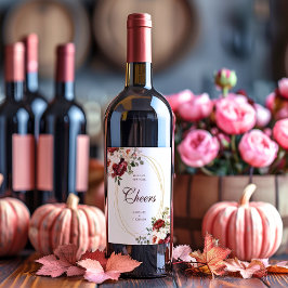 Rótulo De Garrafa De Cerveja Casamento Floral Dourado de Fronteira de Cheers Bu