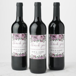 Rótulo De Garrafa De Cerveja Casamento Floral Elegante Mauve Plum Purple