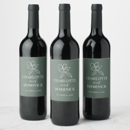 Rótulo De Garrafa De Cerveja Casamento Floral Mínimo Verde Florestal