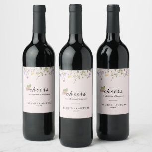 Rótulo De Garrafa De Cerveja Casamento Floral Moderno Simples de Flor Selvagem