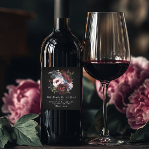 Rótulo De Garrafa De Cerveja Casamento Floral Raven Raven Gótico Romântico