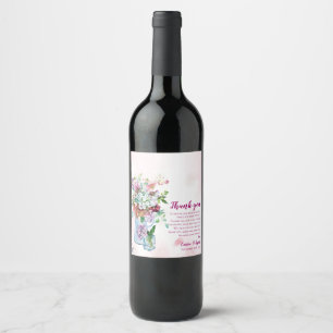 Rótulo De Garrafa De Cerveja Casamento Floral Rosa De Flor Selvagem Obrigado Me