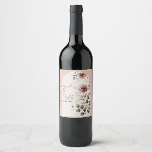 Rótulo De Garrafa De Cerveja Casamento Floral Rosa e Verde Rosa do Deserto com 