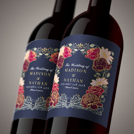 Rótulo De Garrafa De Cerveja Casamento Floral Rosa e Vermelho Encantado de Fant