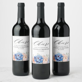 Rótulo De Garrafa De Cerveja Casamento Floral Rosa-Rosa-Rosa-Cinzento-marinho A