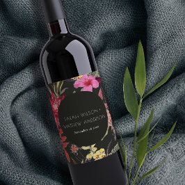 Rótulo De Garrafa De Cerveja Casamento Floral Rosa Rosa-Rosa-Rosa-Vermelho Trop