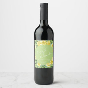 Rótulo De Garrafa De Cerveja Casamento Floral Rosa Verde Amarelo-Claro