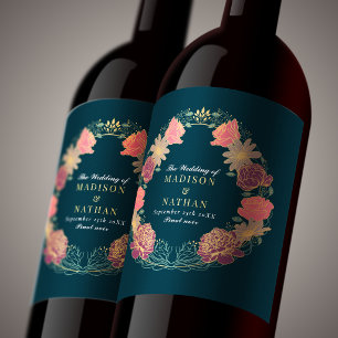 Rótulo De Garrafa De Cerveja Casamento Floral Róseo e Roxo Encantado de Fantasi