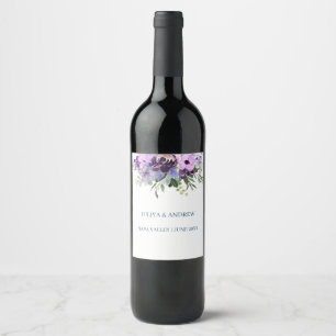 Rótulo De Garrafa De Cerveja Casamento floral roxo