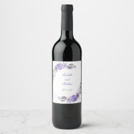Rótulo De Garrafa De Cerveja Casamento Floral Roxo Elegante