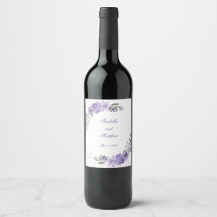 Rótulo De Garrafa De Cerveja Casamento Floral Roxo Elegante